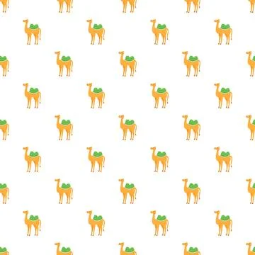 Cute cartoon camel pattern repeating over white background Illustrazione stock