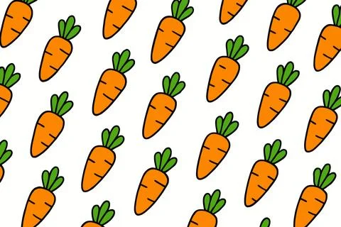 Cute Cartoon Carrot Seamless Pattern Background Illustrazione stock