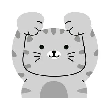 Cute Cartoon Cat With Adorable Expression 스톡 일러스트