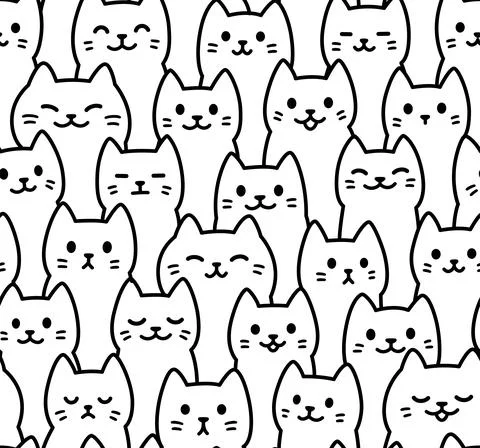 Cute cartoon cat doodle pattern Illustrazione stock