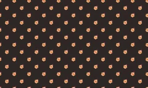Cute cartoon cat faces pattern on dark background Stock Illustration