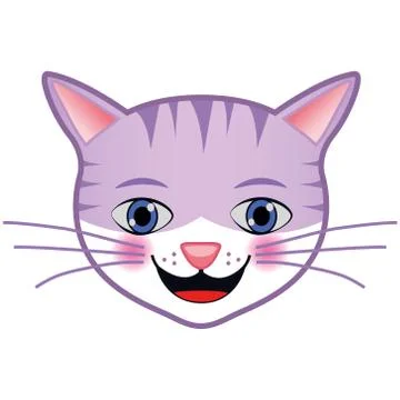 Cute Cartoon Cat Head Vector with Bow Tie Stock Illustration