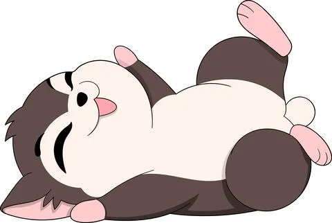 Cute Cartoon Cat Lying on Back Relaxed Stock Illustration