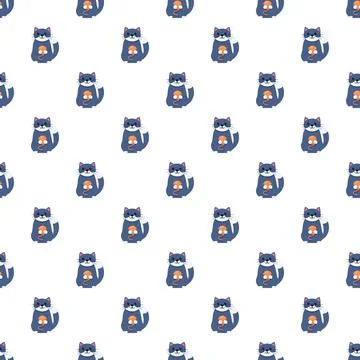 Cute cartoon cat with mouse seamless pattern Stock Illustration