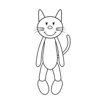 Cute Cartoon Cat Outline Vector Illustration Illustrazione stock