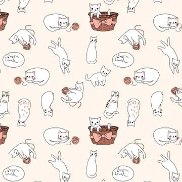 Cute cartoon cat pattern. Stock Illustration