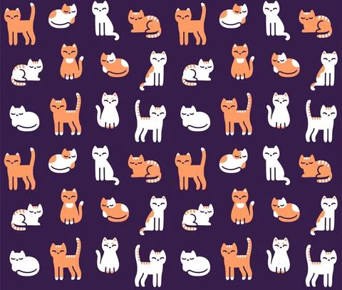 Cute cartoon cat pattern Illustrazione stock