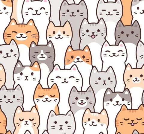 Cute cartoon cat pattern Stock Illustration