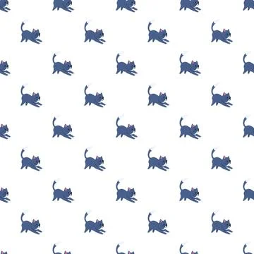 Cute cartoon cat pattern repeating background design Stock Illustration