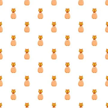 Cute cartoon cat pattern on white background Stock Illustration