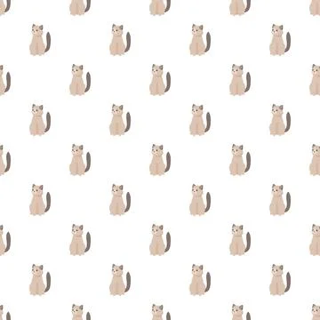 Cute cartoon cat seamless pattern background Stock Illustration
