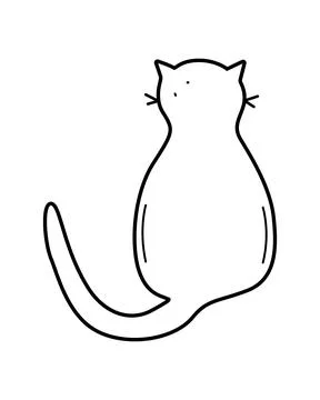 Cute cartoon cat is sits. Vector doodle illustration of a funny pet cat. Isol Stock Illustration