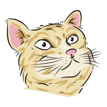 Cute Cartoon Cat Vector Illustration and Sign Stock Illustration