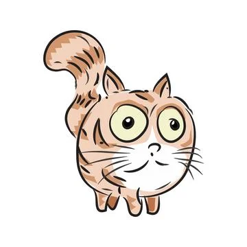 Cute Cartoon Cat Vector Illustration and Sign Stock Illustration