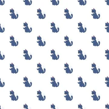 Cute cartoon cats creating seamless pattern background Stock Illustration
