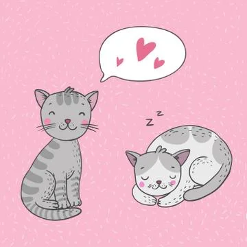 Cute cartoon cats Stock Illustration