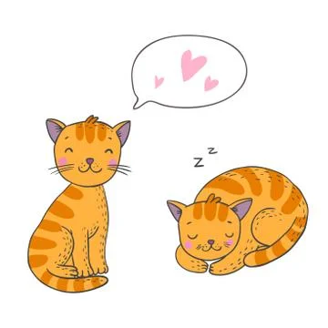 Cute cartoon cats. Illustrazione stock