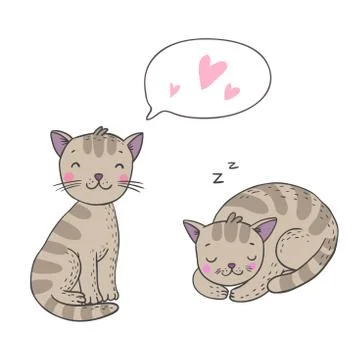 Cute cartoon cats. Stock Illustration