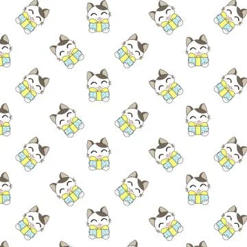 Cute Cartoon Cats Pattern. Illustrazione stock