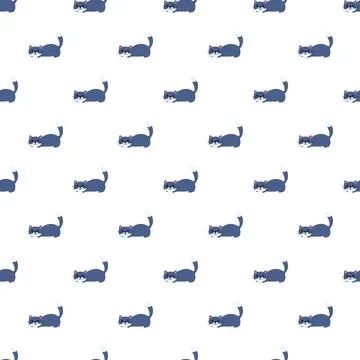 Cute cartoon cats seamless pattern on white background Stock Illustration