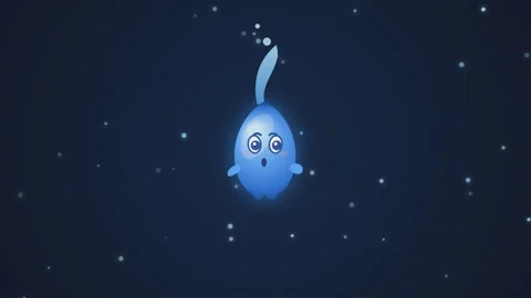 Cute cartoon character floating in starry space with glowing particles movi.. Stock Footage 340918624