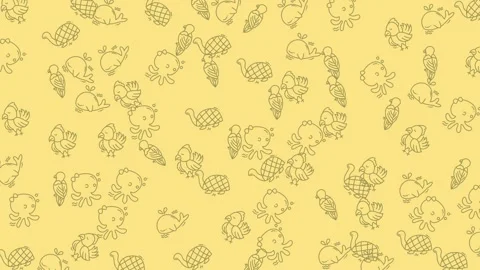 Cute Cartoon Character Pattern Background for Kids and Babies. Stock Footage 322987750