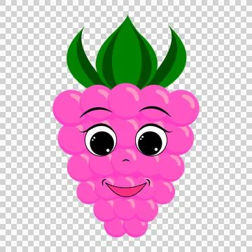 Cute cartoon character raspberry. Smiling happy raspberry. Children's print Stock-Illustration