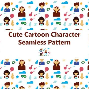 Cute cartoon character seamless pattern. Perfect for crafts projects, backgro Stock Illustration