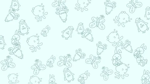 Cute Cartoon Characters Background Animation Loop for Kids and Children. Stock Footage 322981955