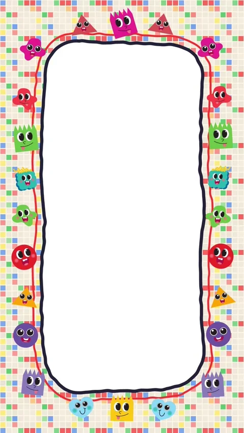 Cute Cartoon Characters Vertical Frame Animated Loop for Video Overlay Stock Footage 346114783