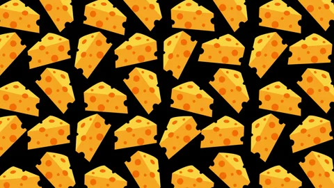 Cute Cartoon Cheese Pattern Yellow Swiss Cheese Seamless Food Motion Graphic Stock Footage 347700253