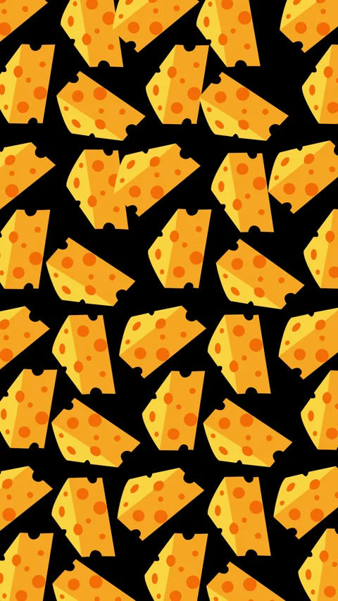 Cute Cartoon Cheese Seamless Pattern Yellow Swiss Cheese Illustration on Bla Stock Footage 347938164