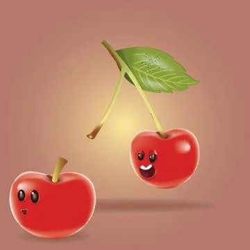 Cute Cartoon Cherries Stock Illustration