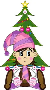 Cute Cartoon Christmas Elf Vector Illustration Stock-Illustration