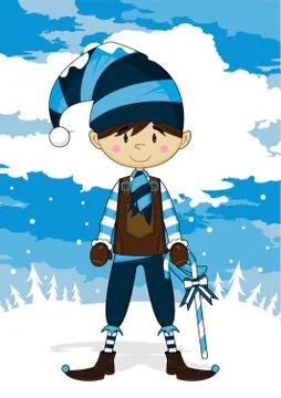 Cute Cartoon Christmas Elf Vector Illustration Stockillustratie