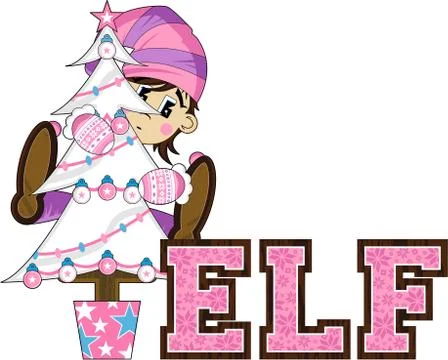 Cute Cartoon Christmas Elf Vector Illustration Stock Illustration