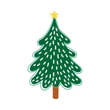 Cute cartoon christmas tree vector illustration Stock Illustration