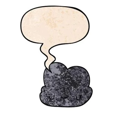 Cute cartoon cloud and speech bubble in retro texture style Stock Illustration