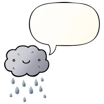 Cute cartoon cloud and speech bubble in smooth gradient style Stock Illustration