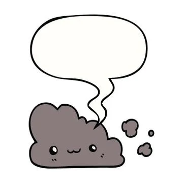 Cute cartoon cloud and speech bubble Illustrazione stock