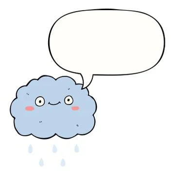 Cute cartoon cloud and speech bubble Illustrazione stock