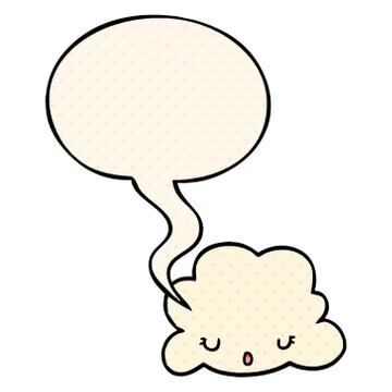 Cute cartoon cloud and speech bubble in comic book style Illustrazione stock