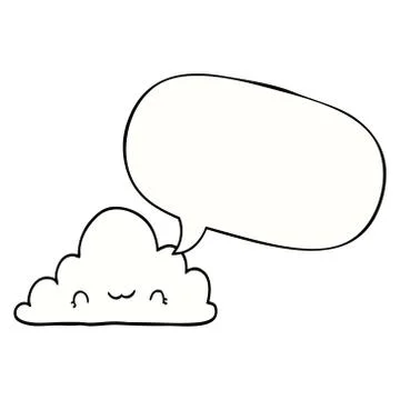 Cute cartoon cloud and speech bubble Illustrazione stock