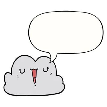 Cute cartoon cloud and speech bubble Stock Illustration