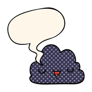 Cute cartoon cloud and speech bubble in comic book style イラスト素材
