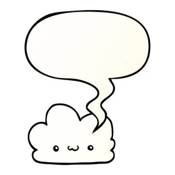 Cute cartoon cloud and speech bubble in smooth gradient style 스톡 일러스트