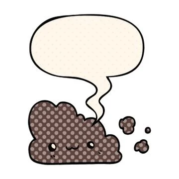 Cute cartoon cloud and speech bubble in comic book style Stock Illustration