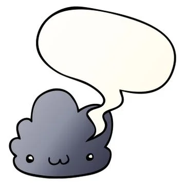 Cute cartoon cloud and speech bubble in smooth gradient style 스톡 일러스트