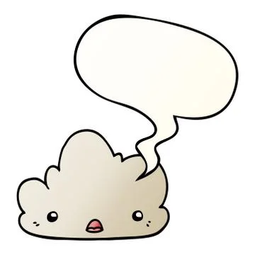 Cute cartoon cloud and speech bubble in smooth gradient style 스톡 일러스트