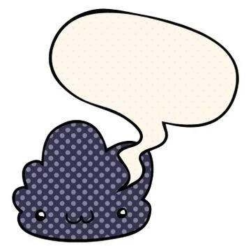 Cute cartoon cloud and speech bubble in comic book style Illustrazione stock